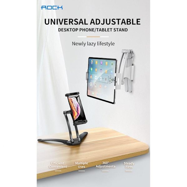 ROCK Universal Stativhållaren Smartphone & Tablet Silver