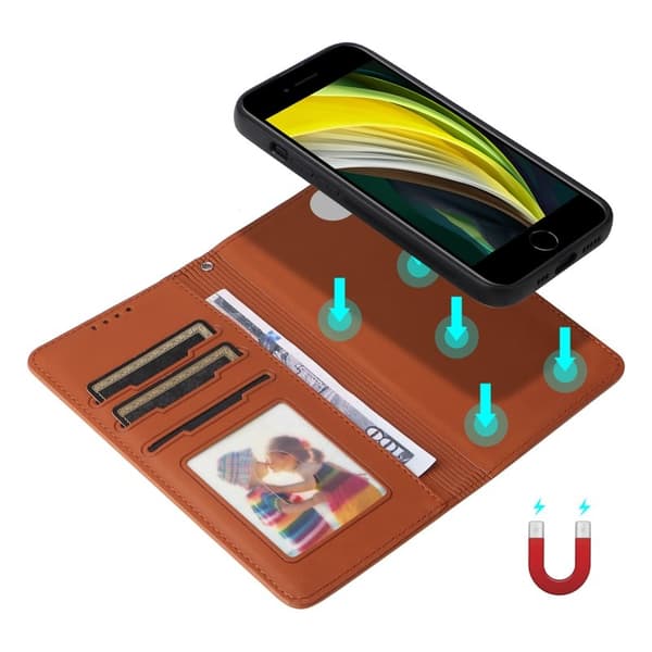 BETOPNICE iPhone 6/6s/7/8/SE (2022) Plånboksfodral Konstläder - Brun