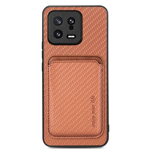 Xiaomi 13 5G Mobil Cover Kortholder Aftagelig - Brun