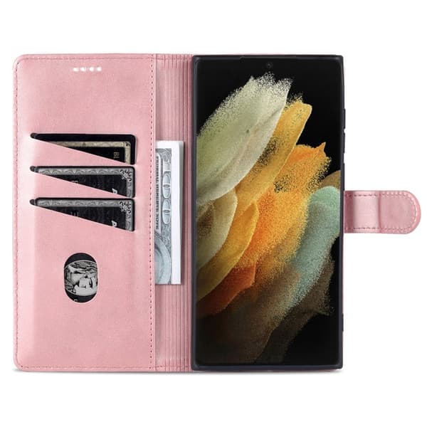 AZNS Samsung Galaxy S22 Ultra Plånboksfodral Konstläder - Roséguld