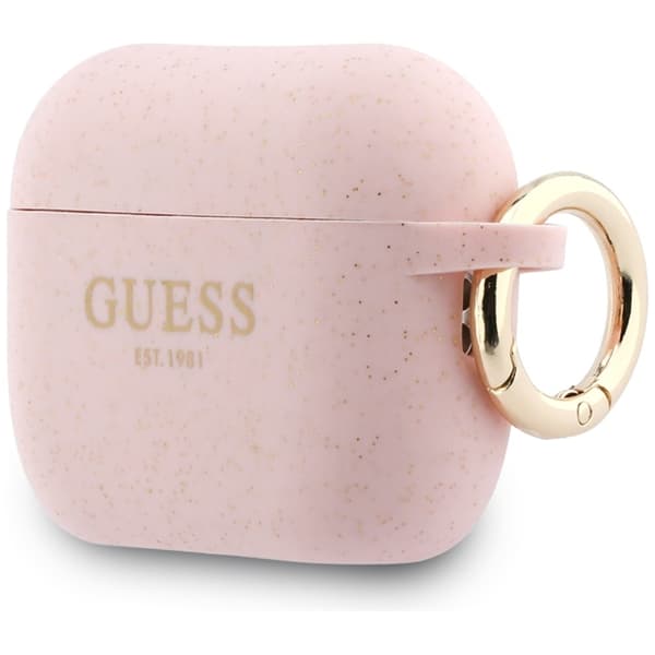 Guess AirPods Pro 3 Skal Silicone Glitter Ring Rosa