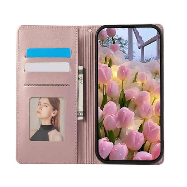 iPhone 17 Pro Max Plånboksfodral RFID Rhombus Läder - Roséguld Roséguld