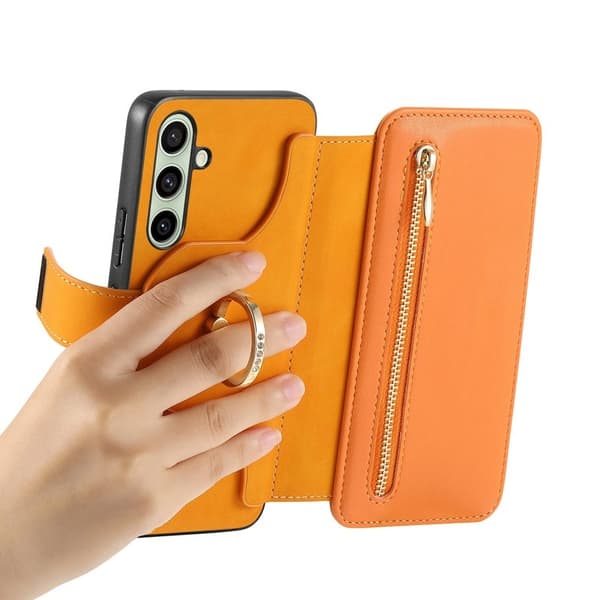 Samsung Galaxy A55 5G Plånboksfodral Konstläder Magnetiskt - Gul
