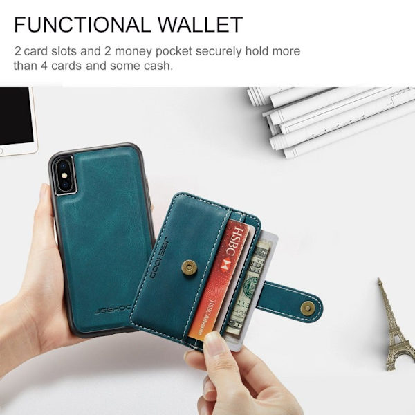 JEEHOOD Mobilskal till iPhone XS Max Shockproof Wallet Blå