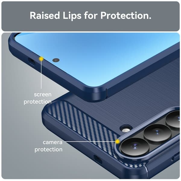 Samsung Galaxy S26 Plus Skal Skyddande Mobilfodral Kolfiber Textur - Blå