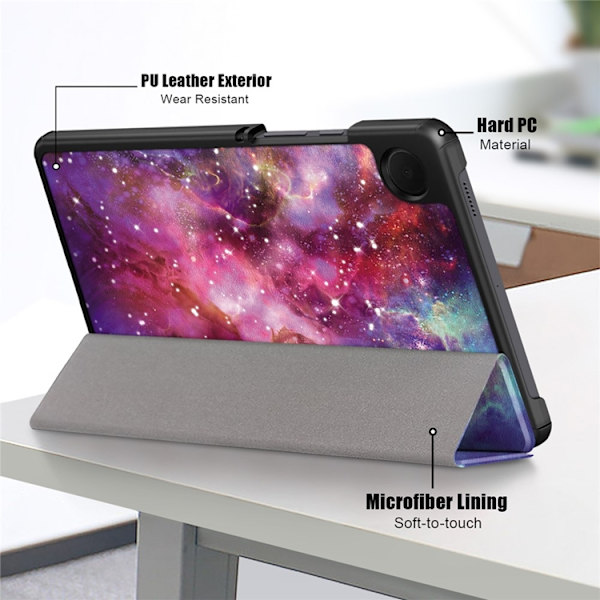Galaxy Tab A9 Fodral Pattern Printing Tri-fold Konstläder Rosa
