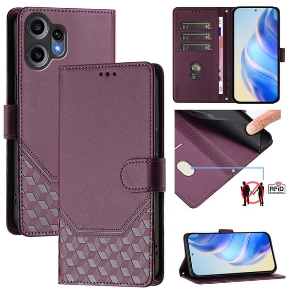 Nothing CMF Phone 2 Pro Plånboksfodral Imprinted Honeycomb RFID Lila