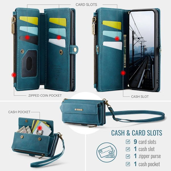 CASEME Konstläder Plånboksfodral för iPhone 7 Plus/8 Plus/6 Plus Grön