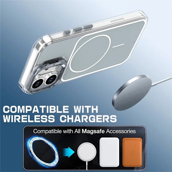 Mobilskal till iPhone 16 Plus MagSafe Lens Kickstand med Handrem - Grå Grå