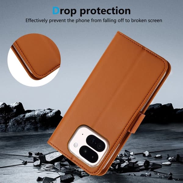 ABEEL Style A02 Konstläder Plånboksfodral för Google Pixel 9 Pro Khaki