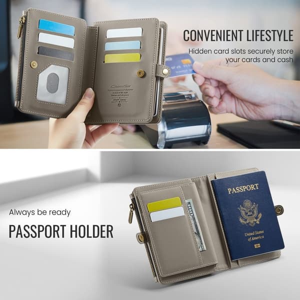 CASEME Me60 Konstläder Plånboksfodral med RFID-skydd - Grå