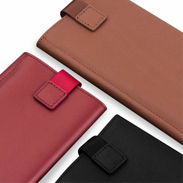 Qialino Universal Pouch Wallet i äkta läder - Svart (L) Svart