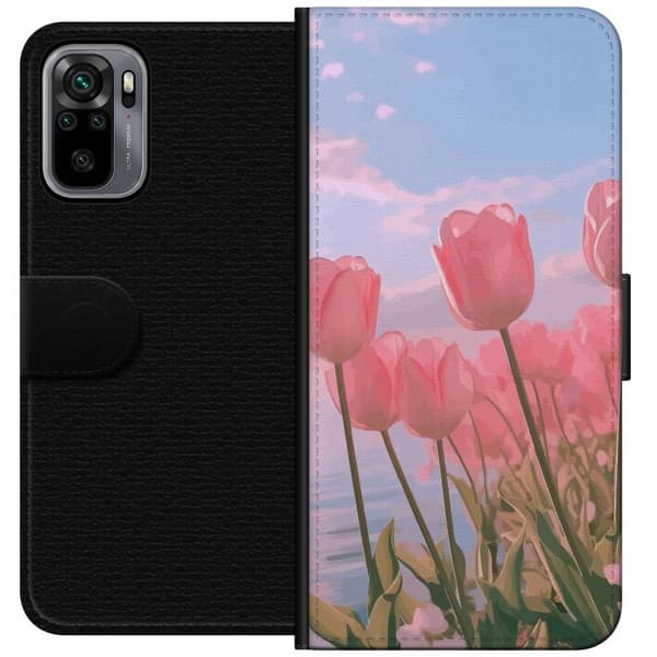 Plånboksfodral till Xiaomi Redmi Note 10S med Rosa Tulpaner