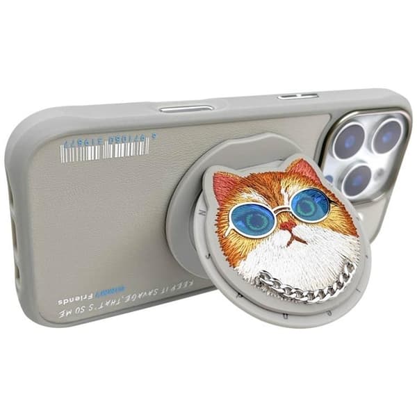 Nimmy Telefontaske til iPhone 16 Pro MagSafe Briller Cool Cat - Grå Grå