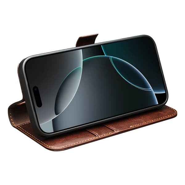 QIALINO iPhone 17 Pro Plånboksfodral Äkta Läder - Brun Brun