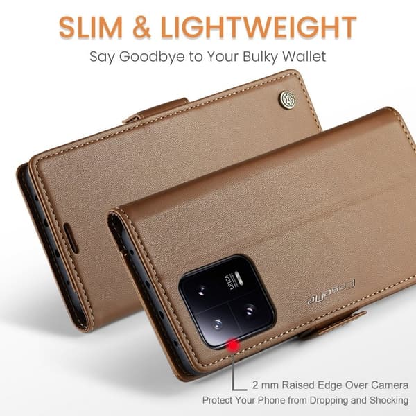 CASEME Xiaomi 13 Pro 5G Plånboksfodral Konstläder RFID-Skydd Brun