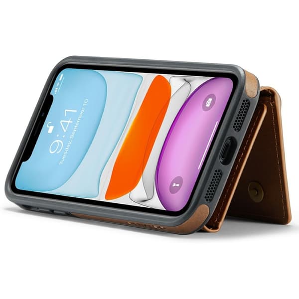 DG.MING M6 Series Mobilskal till iPhone 11 Magnetiskt Plånboksfodral Brun