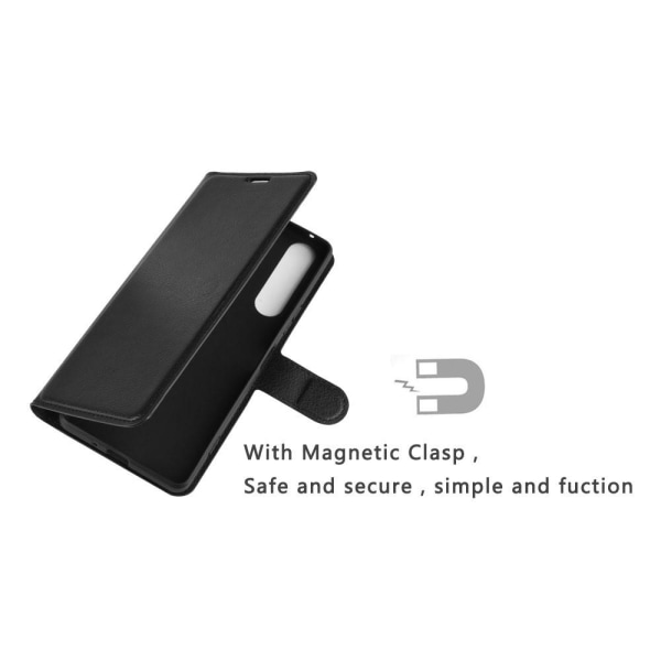 Litchi nahkainen lompakkokotelo Sony Xperia 1 II - musta Black