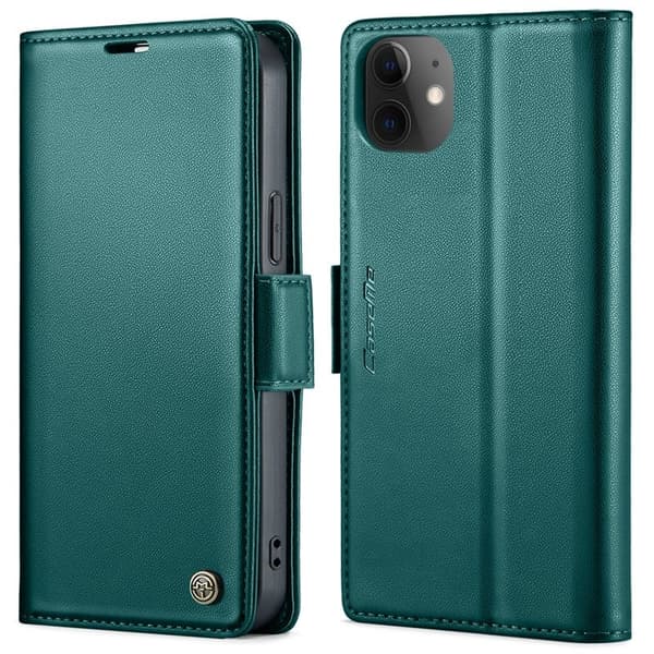 CASEME Plånboksfodral Konstläder för iPhone 12/12 Pro - Grön