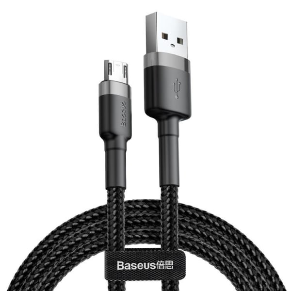 Baseus-punottu USB-mikro-USB-kaapeli 2M - musta / harmaa