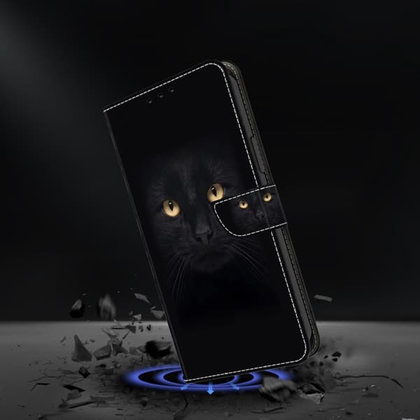 Plånboksfodral för Samsung Galaxy S26 Plus Magnetiskt Konstläder - Svart katt