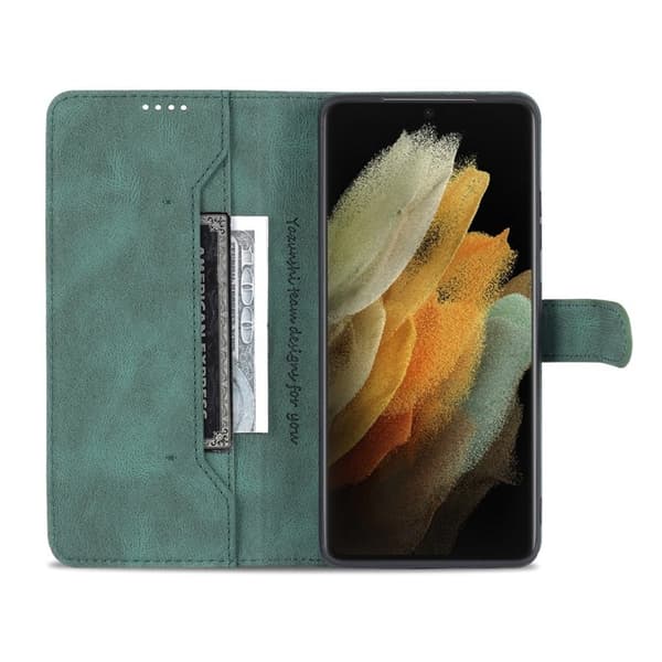AZNS Samsung Galaxy S21 Ultra Plånboksfodral Konstläder - Grön
