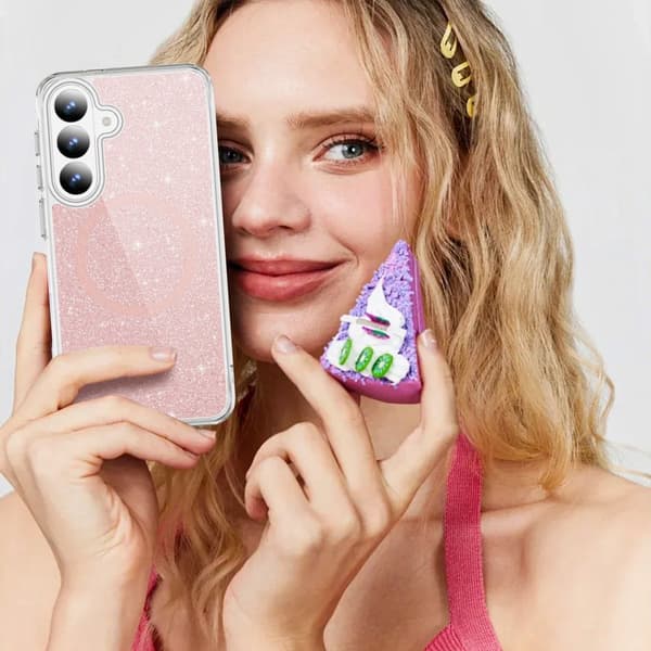 Mobilskal för Samsung Galaxy S26 Plus Glitter Magnetiskt PC + TPU - Rosa