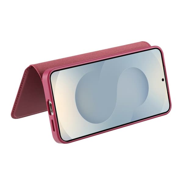 CASENEO Samsung Galaxy S25 Plånboksfodral RFID-Skydd Konstläder - Röd