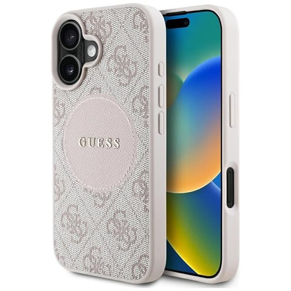 Guess telefontaske til iPhone 16 MagSafe 4G Circle - Lyserød Rosa