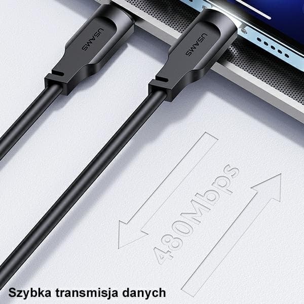USAMS Kabel USB-C–Lightning 20W 1,2m Lithe (US-SJ566) - Svart