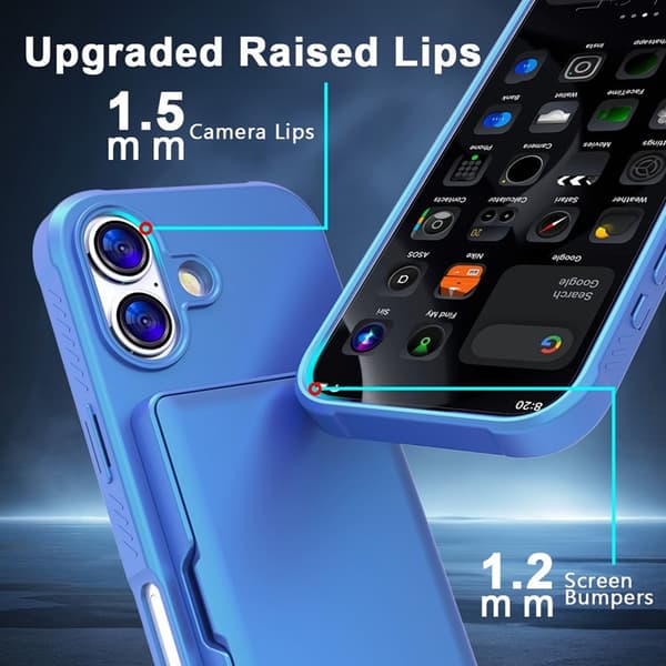 Mobilskal till iPhone 17 Korthållare Mirror Kickstand - Blå Blå