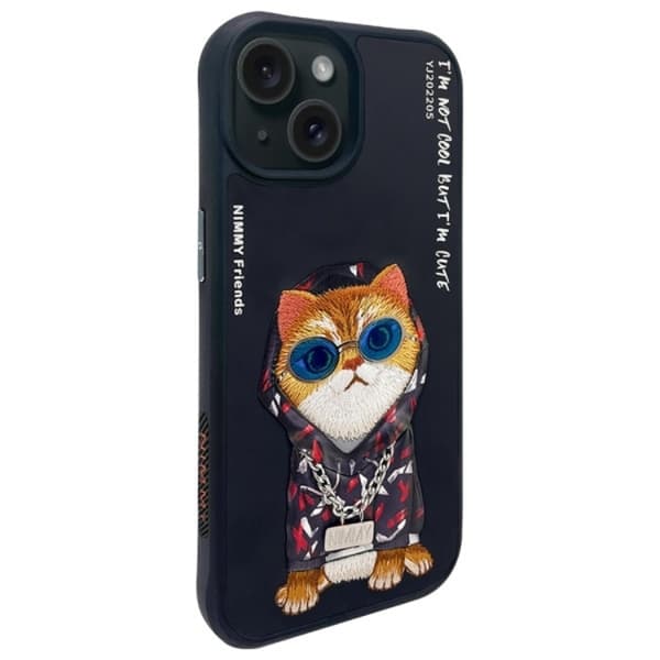 Nimmy Mobilskal till iPhone 15 Glasses Cool Cat - Svart Svart