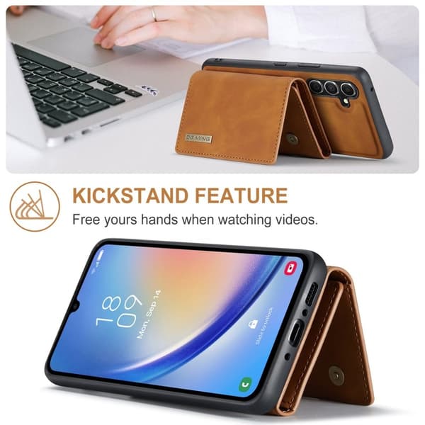 DG.MING Samsung Galaxy A34 5G Konstläder Plånboksfodral Magnetisk Brun
