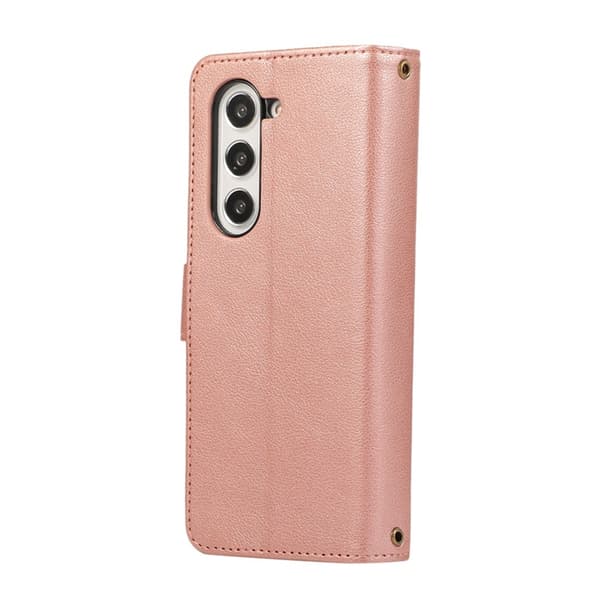 Galaxy Z Fold 7 Plånboksfodral Multi Zipper Läder - Roséguld Roséguld