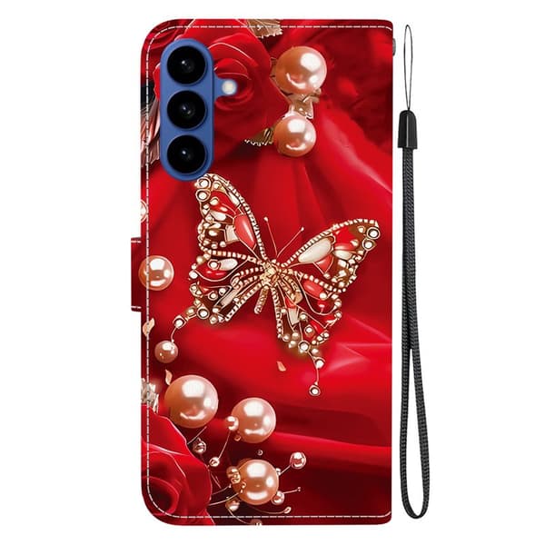 Plånboksfodral för Samsung Galaxy S26 Plus Konstläder Stativ Pärlbutterfly Rosa
