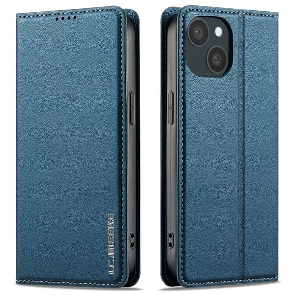 LC.IMEEKE L1 Series iPhone 15 Plus Plånboksfodral Konstläder - Blå