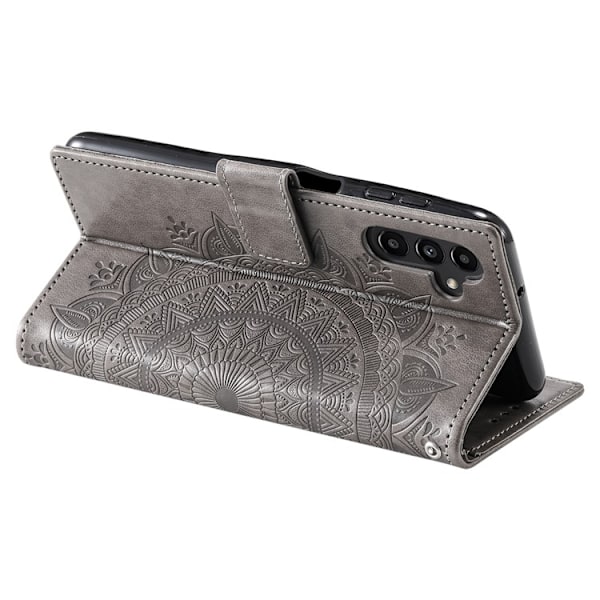 Galaxy A24 4G Plånboksfodral Imprinted Mandala Flower - Grå Grå