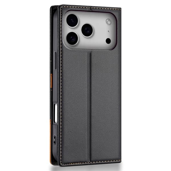 N.BEKUS iPhone 17 Pro Konstläder Plånboksfodral RFID-Skydd P3 - Svart Svart