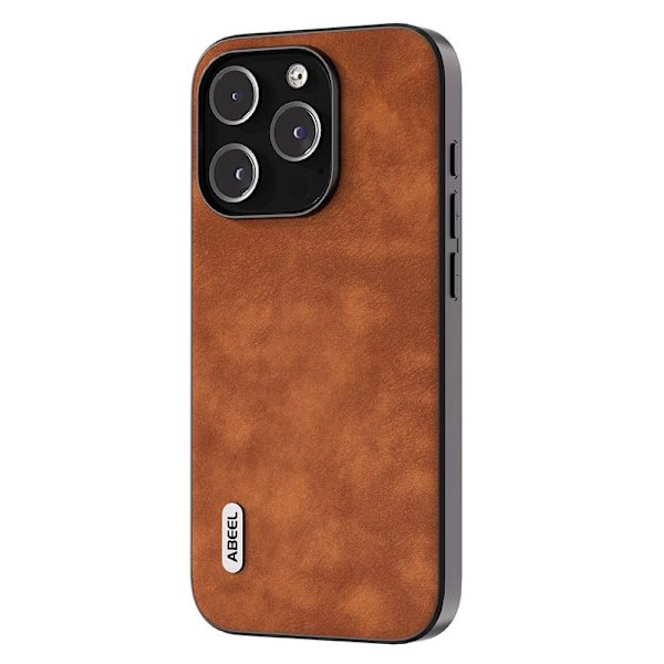ABEEL Mobilskal till iPhone 15 Pro Max Texturerad PU Läder Brun