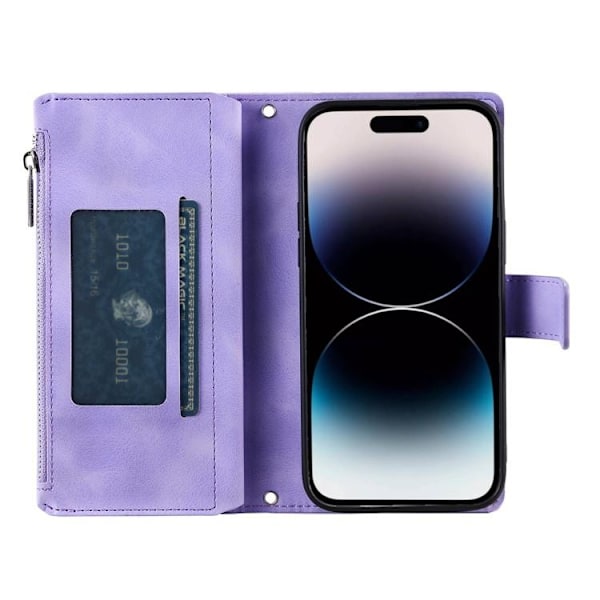 iPhone 15 Pro Max Plånboksfodral Mandala Flower Imprinted - Lila Lila