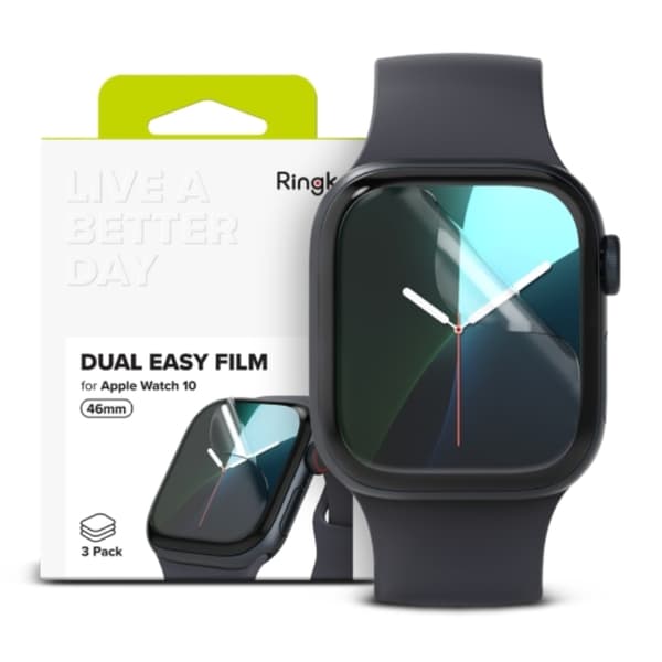 Ringke [3-Pack] Apple Watch 46mm Series 10 Skärmskydd Dual Easy Transparent