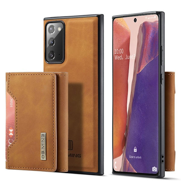 DG.MING M2 Tri-fold Konstläder Plånboksfodral för Samsung Galaxy Note20 - Brun