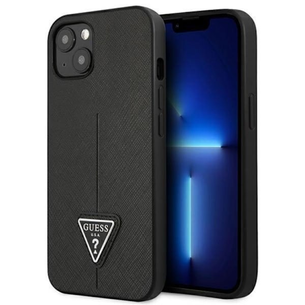 Guess iPhone 13 Mini Skal Saffiano Triangle Logo - Musta Black