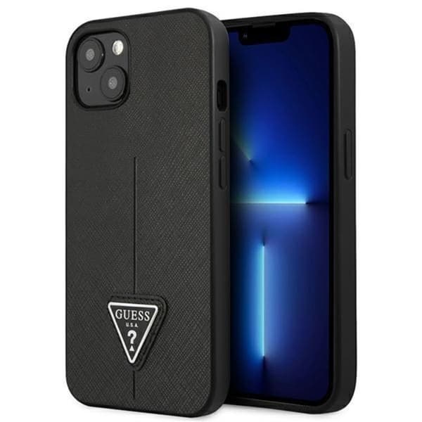 Guess iPhone 13 Mini Skal Saffiano Triangle Logo - Sort Black