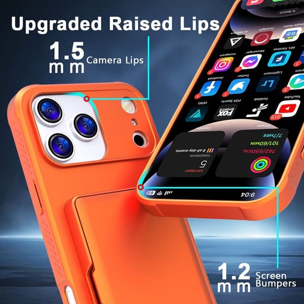 Mobilskal till iPhone 17 Pro Korthållare Mirror Kickstand Orange