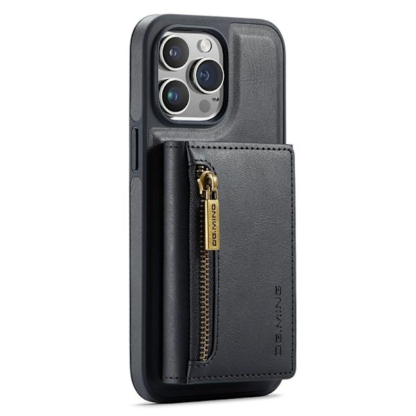 DG.MING iPhone 12/12 Pro Konstläder Plånboksfodral Tri-fold Svart
