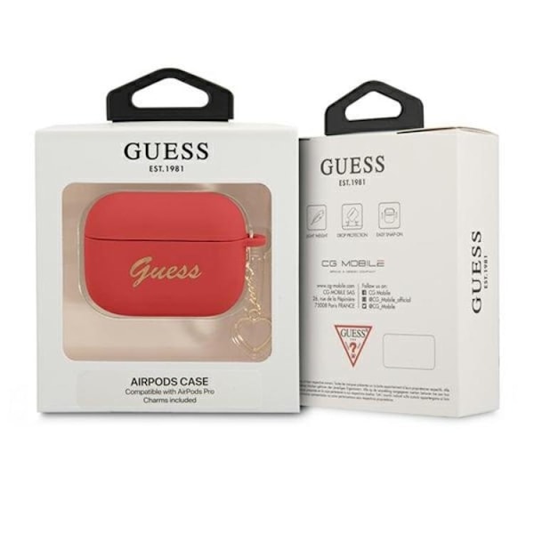 Guess AirPods Pro Skal Silicone Charm Heart  - Röd