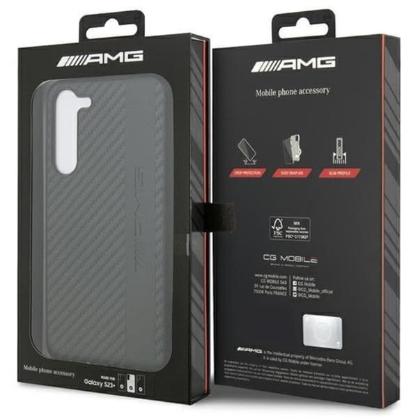 AMG Galaxy S23 Plus Skal Carbon Stripe & Embossed - Sort Black