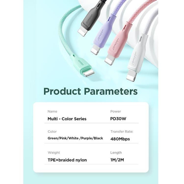 Joyroom USB-C till Lightning kabel 1m PD 30W - Svart