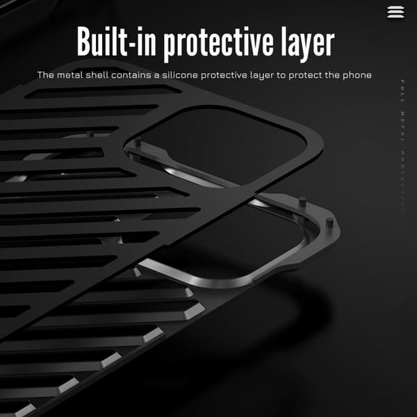 R-JUST RJ-50 Mobilskal till iPhone 16 Pro Aluminium Legering Svart